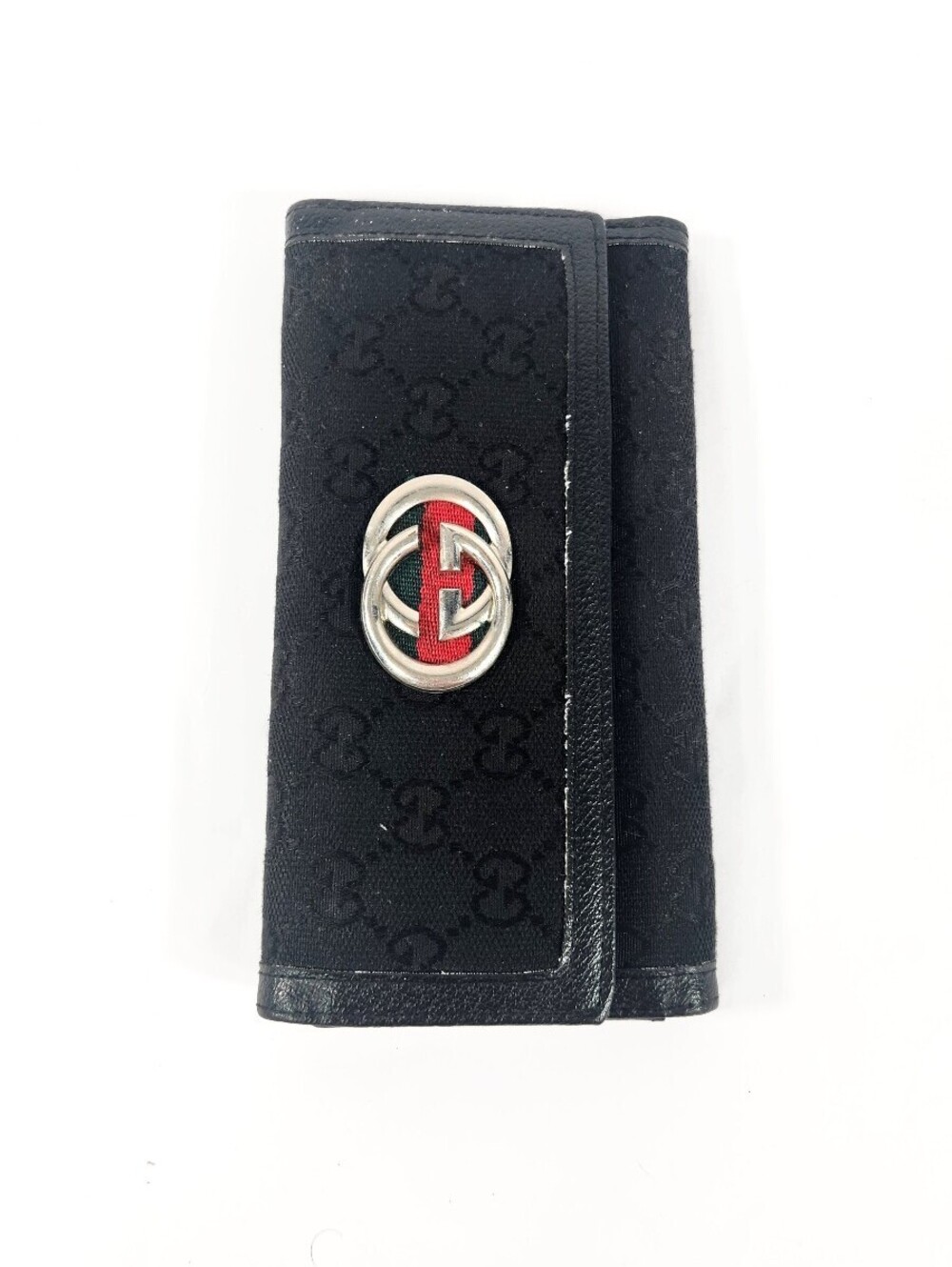 Gucci Black Monogram Zip Wallet